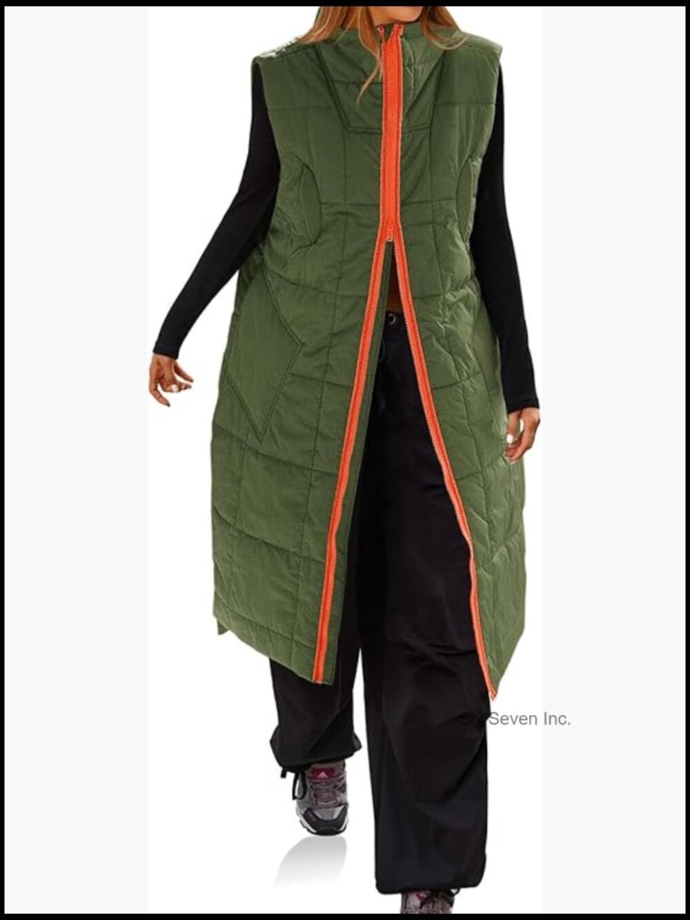 Long Quilted Puffer Vest Lightweight Sleeveless Winter Jacket Side Slit - Picture 1 of 5